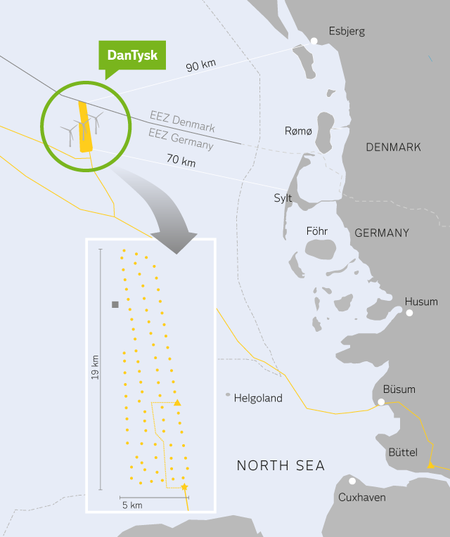 Carte du Champ éolien offshore DANTYSK